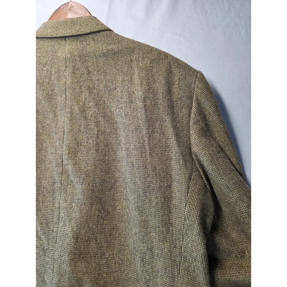 Robert Stock Mens 46R Wool Camel Hair Blend Blazer Sport Coat Brown Houndstooth